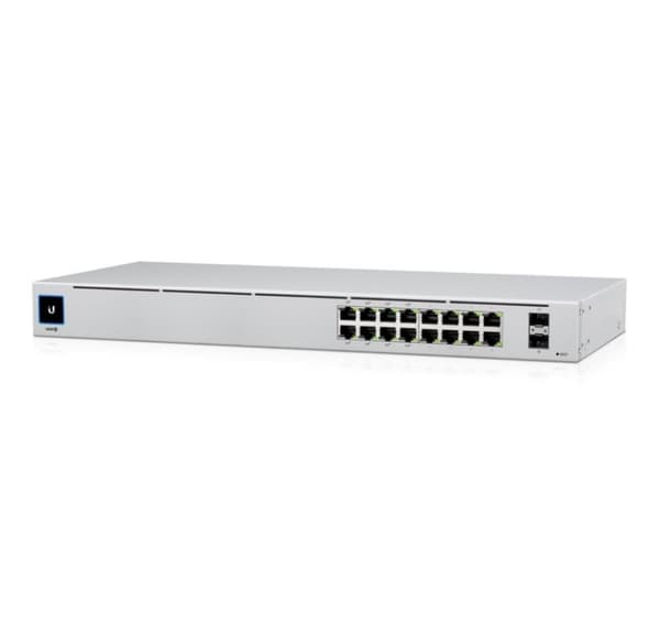 Kytkin UBIQUITI USW-16-POE (tyyppi L2, pöytäkone/jalusta, teline, 16x10Base-T / 100Base-TX / 1000Base-T, 2xSFP, PoE-portit 16)