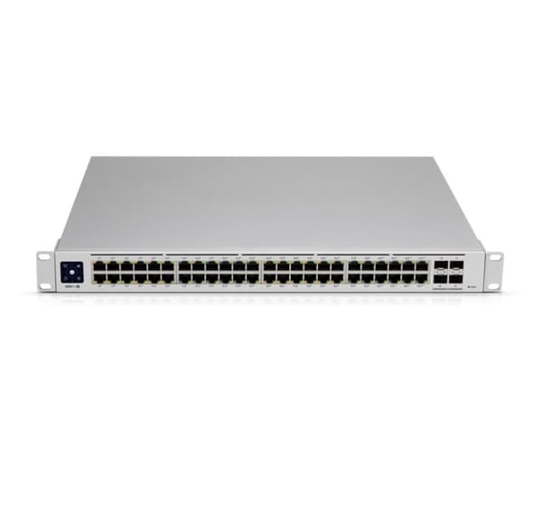Switch, Ubiquiti, usw-pro-48-poe (typ l3, rack, 48x10base-t / 100base-tx / 1000base-t, 4xsfp, poe+ portar 48, 600 watt) Silver