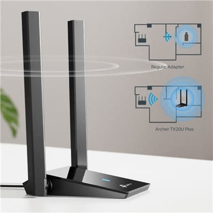 TP-LINK USB 3.0 -verkkosovitin, joka tukee IEEE 802.11b/g/a/n/ac/ax -standardeja (Wi-Fi 6)