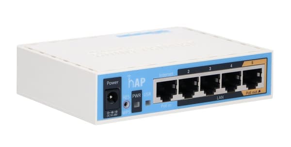 MikroTik hAP | WiFi-router | RB951Ui-2nD, 2,4 GHz, 5x RJ45 100 Mb/s