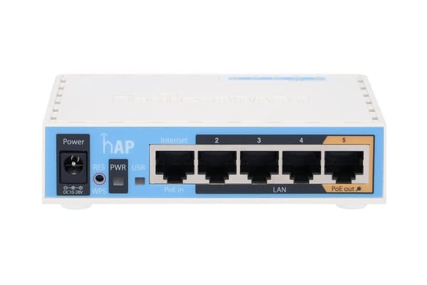 MikroTik hAP | WiFi-router | RB951Ui-2nD, 2,4 GHz, 5x RJ45 100 Mb/s Hvid
