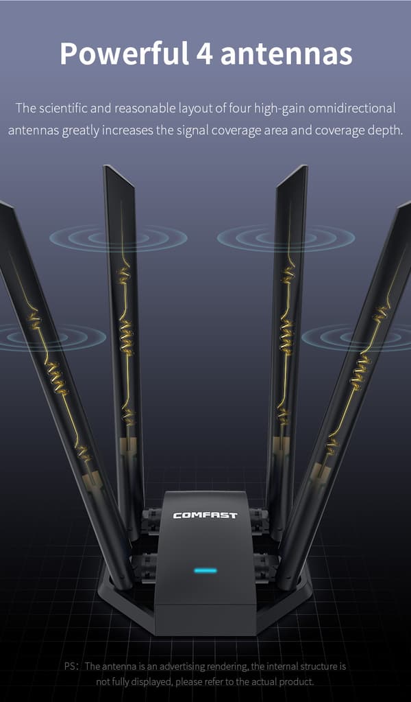 INF Trådløs WiFi-adapter - Svart 0