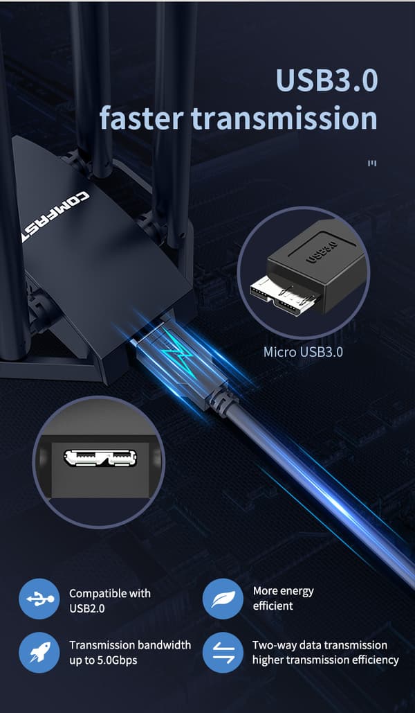 INF Trådløs WiFi-adapter - Svart 0
