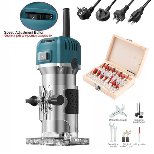 Sähköinen puufräsi, 800W teho, 30000rpm nopeus, monipuolinen puutöiden työkalu,Säädettävät sarjat