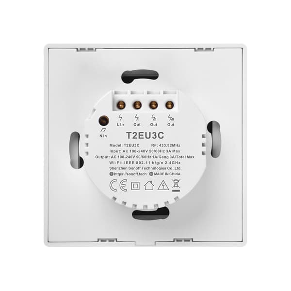 Smart Switch WiFi + RF 433 Sonoff T2 EU TX (3-kanals)