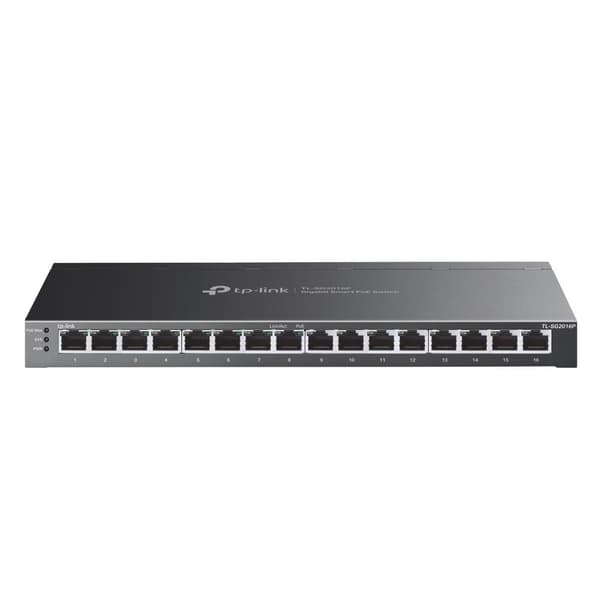 Switch omada (tl-sg2016p, 16x10base-t / 100base-tx / 1000base-t, poe+ portar 8, 120 watt, tl-sg2016p), Tp-link Svart