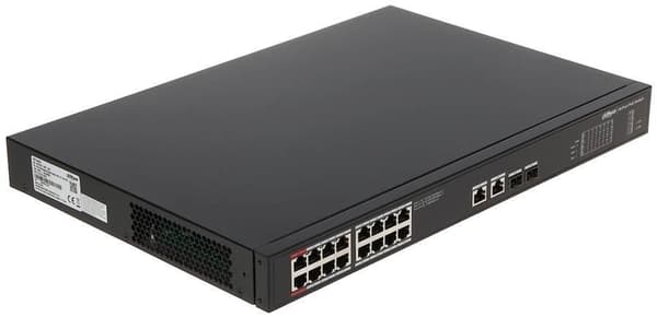 Switch dh-pfs3220-16gt-240-v2 (typ l2, stationär/sockel, 2xsfp, poe-portar 16, 240 watt, dh-pfs3220-16gt-240-v2), Dahua
