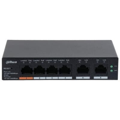 Kytkin cs4006-4gt-60 (tyyppi l2, pöytäkone/jalusta, poe-portit 4, 60 wattia, dh-cs4006-4gt-60), Dahua
