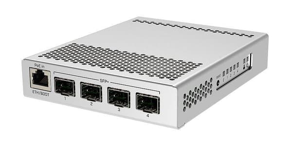 Switch 1x10base-t / 100base-tx / 1000base-t (4xsfp+, poe-porte 1, crs305-1g-4s+in), Mikrotik Hvid