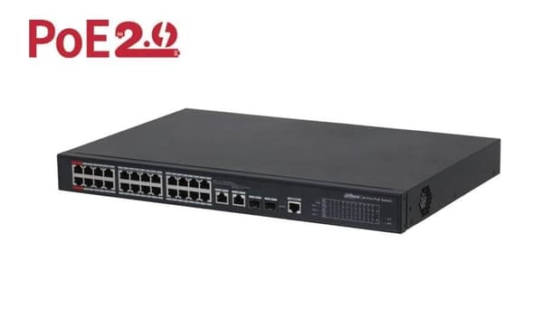 Switch pfs4226-24et-360-v3 (skrivbord/piedestal, dh-pfs4226-24et-360-v3), Dahua Svart