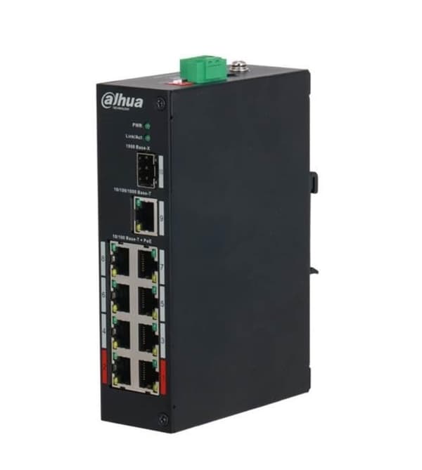 Switch pfs3110-8et-96-v2 (poe-porter 8, 96 watt, dh-pfs3110-8et-96-v2), Dahua Sort