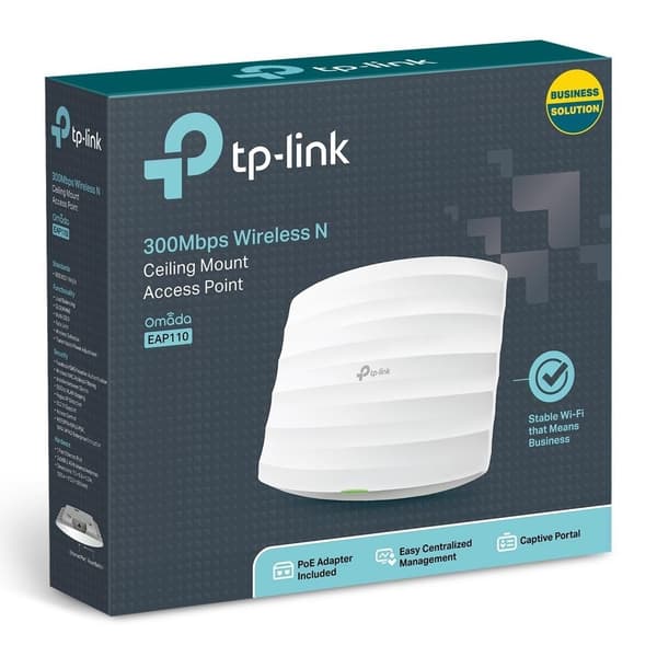 Åtkomstpunkt omada (300 mbps, ieee 802.11b, ieee 802.11g, ieee 802.11n, 1xrj45, antal antenner 2, eap110), Tp-länk