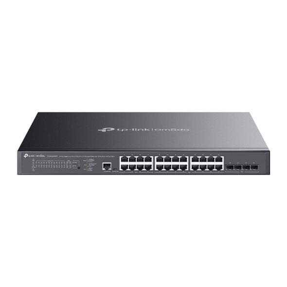 Switch TP-LINK Omada (SG3428XMPP, Rack, 24x10Base-T / 100Base-TX / 1000Base-T, 4xSFP+, 1xConsole, 1, PoE+ portar 16, 500 Watt) Svart