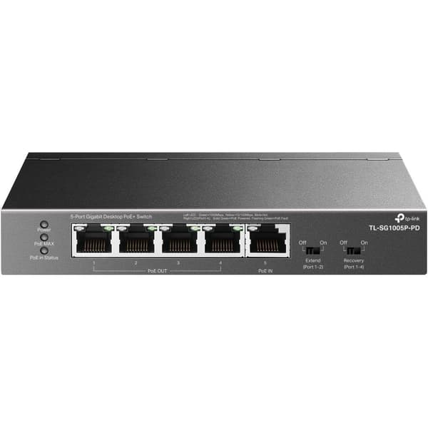 Vaihda tl-sg1005p-pd (työpöytä/jalusta, 5x10base-t / 100base-tx / 1000base-t, poe+ portit 5, tl-sg1005p-pd), Tp-link musta