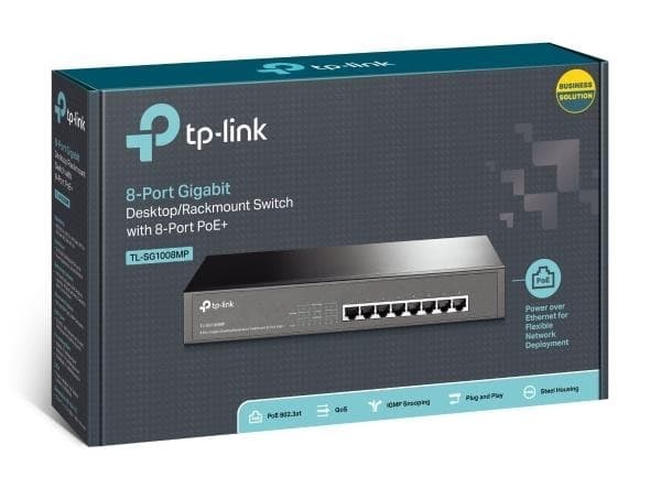 Switch tl-sg1008mp (skrivebord/sokkel, rack, poe+ porte 8, tl-sg1008mp), Tp-link