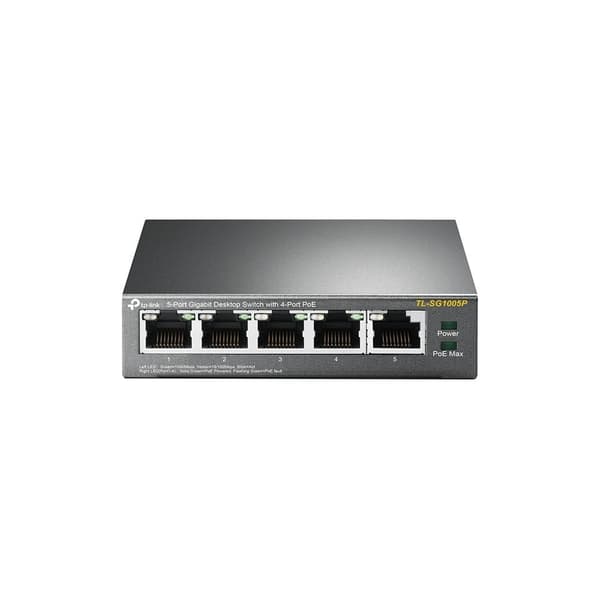 Switch TP-LINK Desktop/pedestal (5x10Base-T / 100Base-TX / 1000Base-T, PoE ports 4, TL-SG1005P) Svart