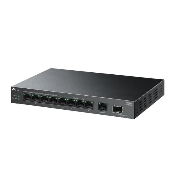 Switch TP-LINK LS1210GP (9x10Base-T / 100Base-TX / 1000Base-T, 1xSFP, PoE+ ports 8, LS1210GP)