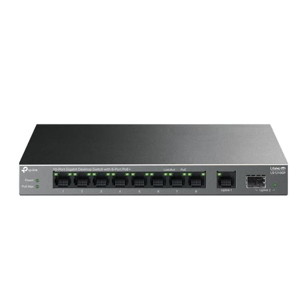 Switch TP-LINK LS1210GP (9x10Base-T / 100Base-TX / 1000Base-T, 1xSFP, PoE+ ports 8, LS1210GP) Sort