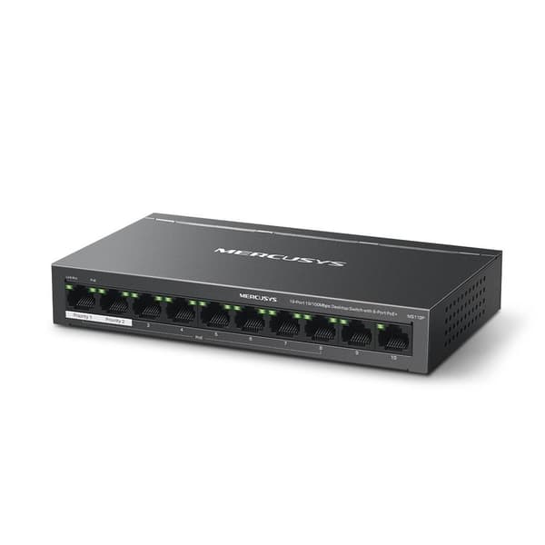 Switch MERCUSYS MS110P (Desktop/pedestal, 10x10Base-T / 100Base-TX, PoE+ ports 8, MS110P)