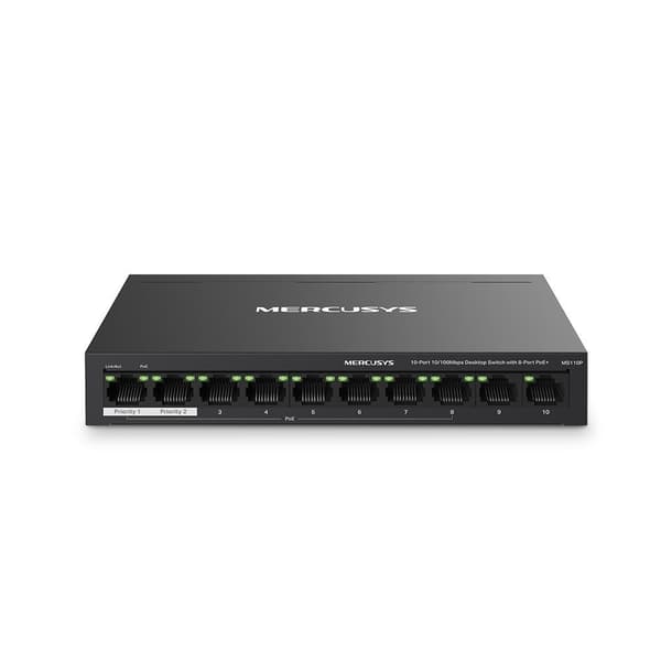 Switch MERCUSYS MS110P (Desktop/pedestal, 10x10Base-T / 100Base-TX, PoE+ ports 8, MS110P)