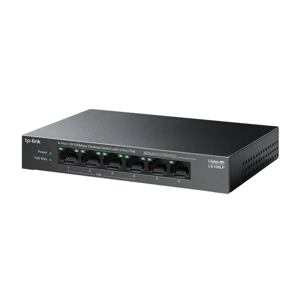 Switch TP-LINK LS106LP (Desktop/pedestal, 6x10Base-T / 100Base-TX, PoE ports 4, LS106LP)