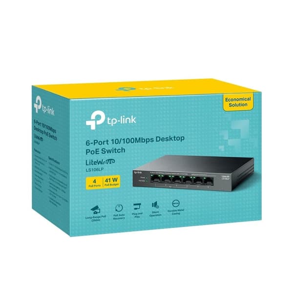 Switch TP-LINK LS106LP (Desktop/pedestal, 6x10Base-T / 100Base-TX, PoE ports 4, LS106LP)