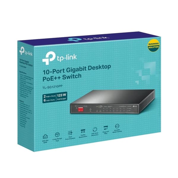 Switch TP-LINK TL-SG1210PP (9x10Base-T / 100Base-TX / 1000Base-T, 1x10/100/1000BASE-T/SFP combo, PoE+ ports 6, TL-SG1210PP)