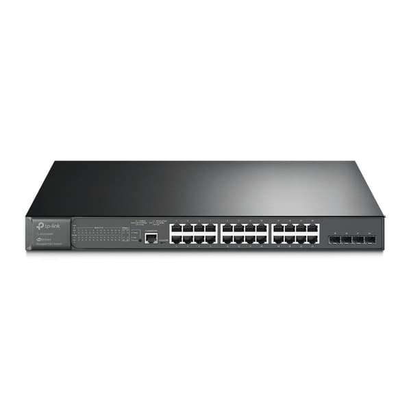 Switch TP-LINK Omada (TL-SG3428MP, Rack, 4xSFP, 1xConsole, 1, 384 Watts, TL-SG3428MP) Svart