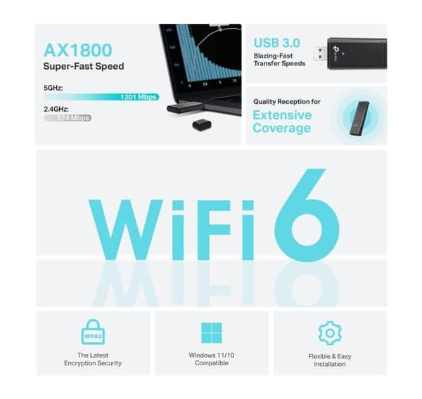 Wrl-adapter 1800mbps usb/archer tx20u, Tp-link