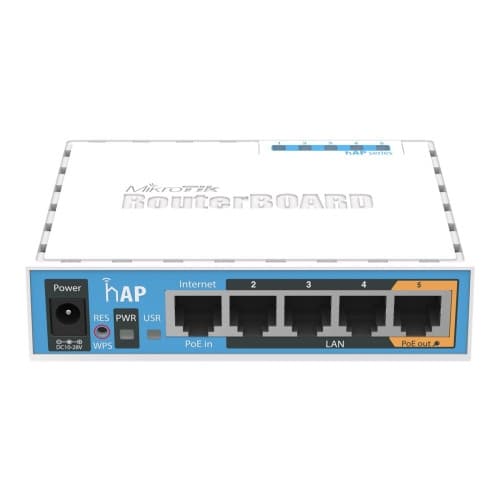 MikroTik RouterBOARD hAP - trådlös router - Wi-Fi - skrivbordsmodell Vit