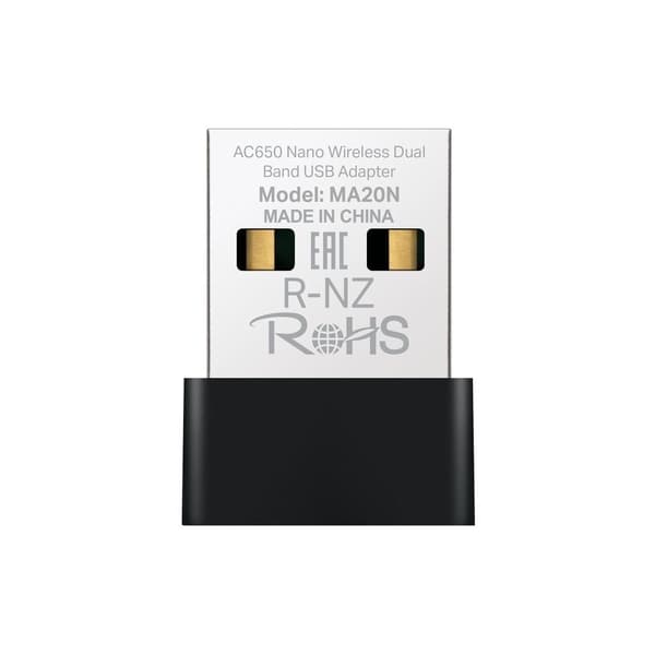Wrl-adapter 650mbps usb nano/ma20n, Mercusys Sort, Metallisk