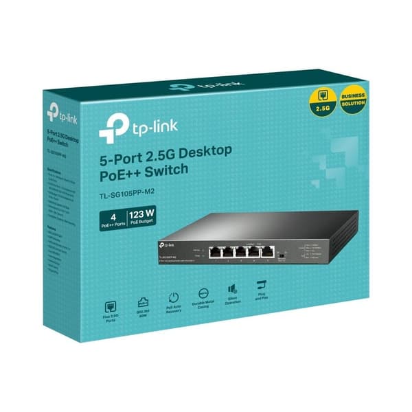 Switch tl-sg105pp-m2 (skrivebord/sokkel, 5x2.5gbe, tl-sg105pp-m2), Tp-link