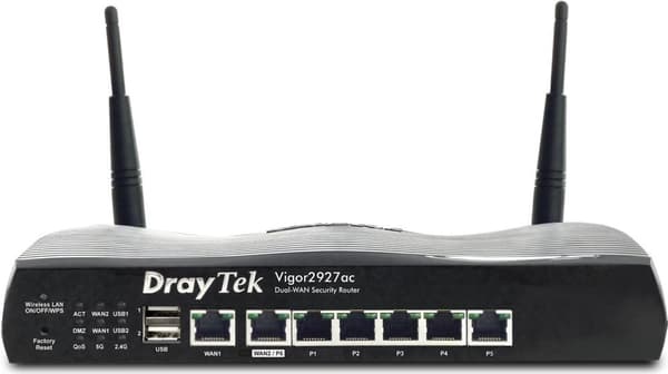 Draytek Vigor2927ac WiFi-reititin Gigabit Ethernet Dual Band (2,4 GHz/5 GHz) Musta (v2927ac-DE-AT-CH)