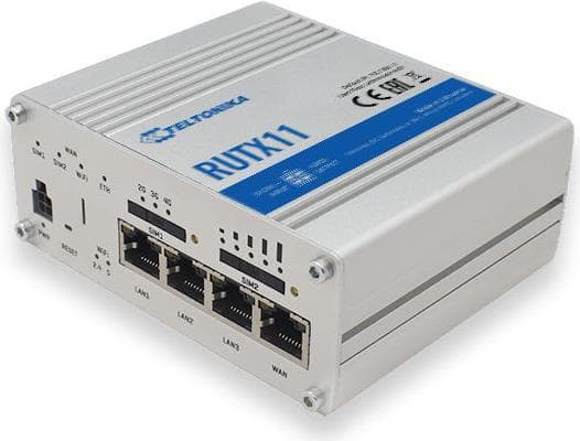 Teltonika RUTX11 - Trådlös router - WWAN - 4-portars switch - GigE, 802.11ac Wave 2 - Bluetooth 4.0, 802.11b/g/n/ac Wave 2 - DIN-skena monterbar (RUTX