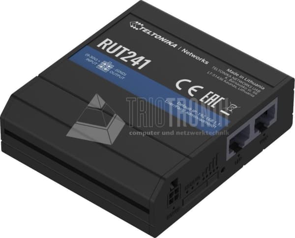 Teltonika Industrial Compact 4G/LTE & WiFi Router, med Ethernet & I/O LTE / 3G Router (RUT241) Sort