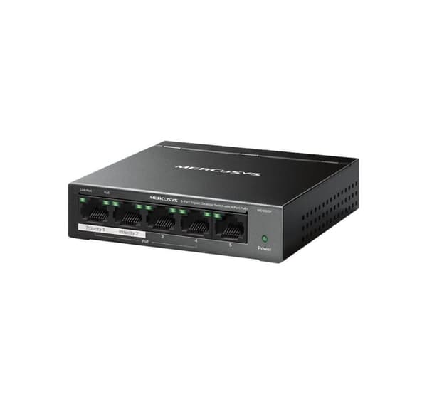 Mercusys 5-Port Gigabit Desktop Switch med 4-Port PoE+ Sort