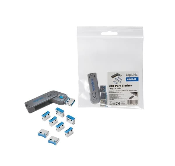 Logilink, USB-portblokering (1x nøgle og 8x låse), AU0045