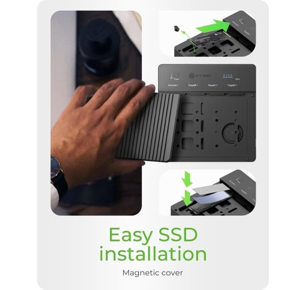 Raidsonic, 4-Bays USB4 Duplikator (1:3 klon) til NVMe M.2 SSD, IB-4013MCL-C4