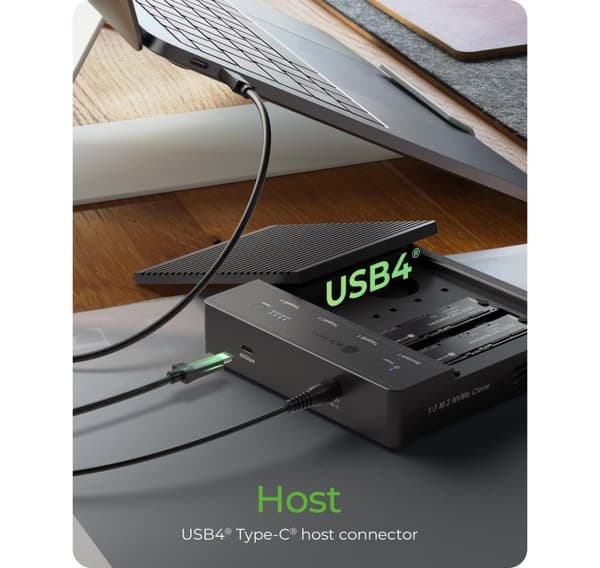 Raidsonic, 4-Bays USB4 Duplikator (1:3 klon) til NVMe M.2 SSD, IB-4013MCL-C4