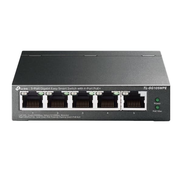 TP-LINK, 5-portars Gigabit Easy Smart Switch med 4-portars PoE+, TL-SG105MPE