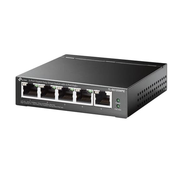 TP-LINK, 5-portars Gigabit Easy Smart Switch med 4-portars PoE+, TL-SG105MPE