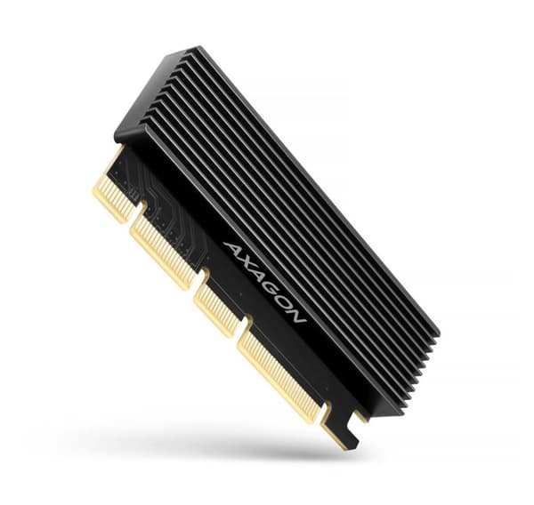 AXAGON, PCI-Express x16-adapter med kjøler for tilkobling av en NVMe M.2 SSD-stasjon til en datamaskin, PCEM2-XS