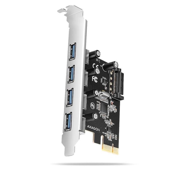 AXAGON, PCI-Express-kort med fire eksterne USB-A 5Gbps-porter, PCEU-430RS