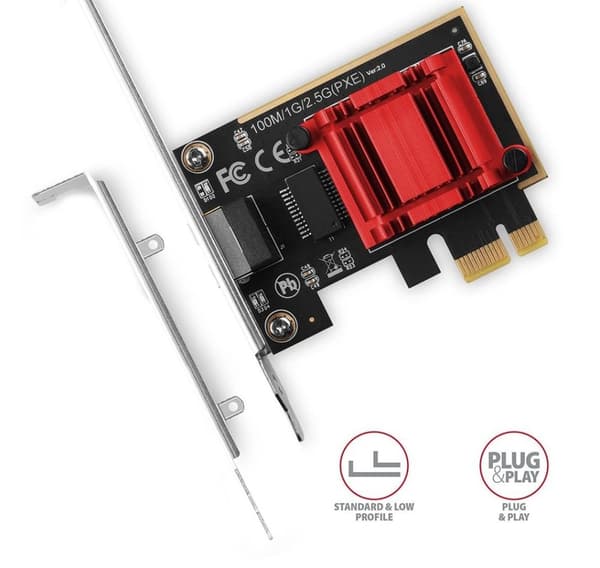 AXAGON, PCI-Express-verkkokortti 2,5 Gbit/s siirtonopeudella ja PXE-tuella, PCEE-G25