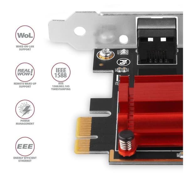 AXAGON, PCI-Express-verkkokortti 2,5 Gbit/s siirtonopeudella ja PXE-tuella, PCEE-G25