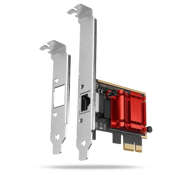AXAGON, PCI-Express-verkkokortti 2,5 Gbit/s siirtonopeudella ja PXE-tuella, PCEE-G25 Punainen, Hopea