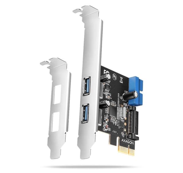AXAGON, PCI-Express-kort med ett par interna och ett par externa USB 5Gbps-portar, PCEU-232RS