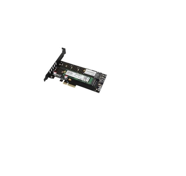 AXAGON, PCI-Express x4-adapter för att ansluta upp till två M.2-diskar till en dator, PCEM2-D