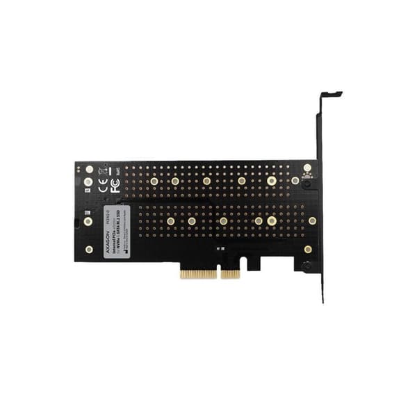 AXAGON, PCI-Express x4-adapter för att ansluta upp till två M.2-diskar till en dator, PCEM2-D