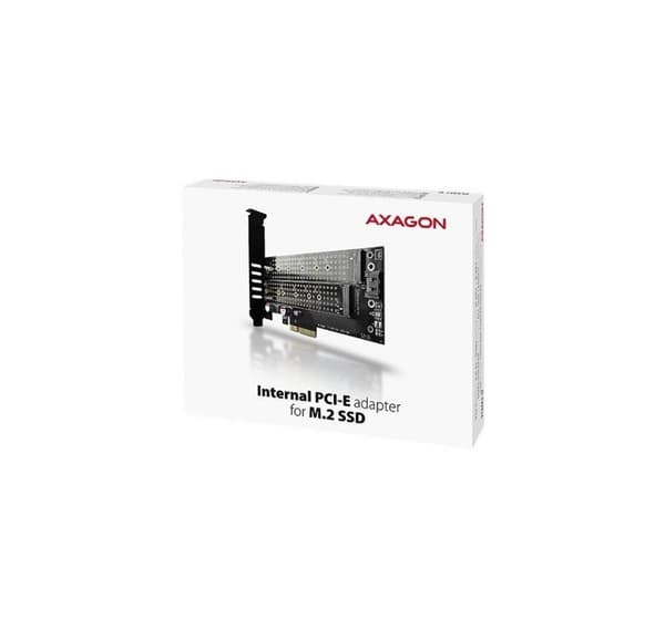 AXAGON, PCI-Express x4-adapter för att ansluta upp till två M.2-diskar till en dator, PCEM2-D